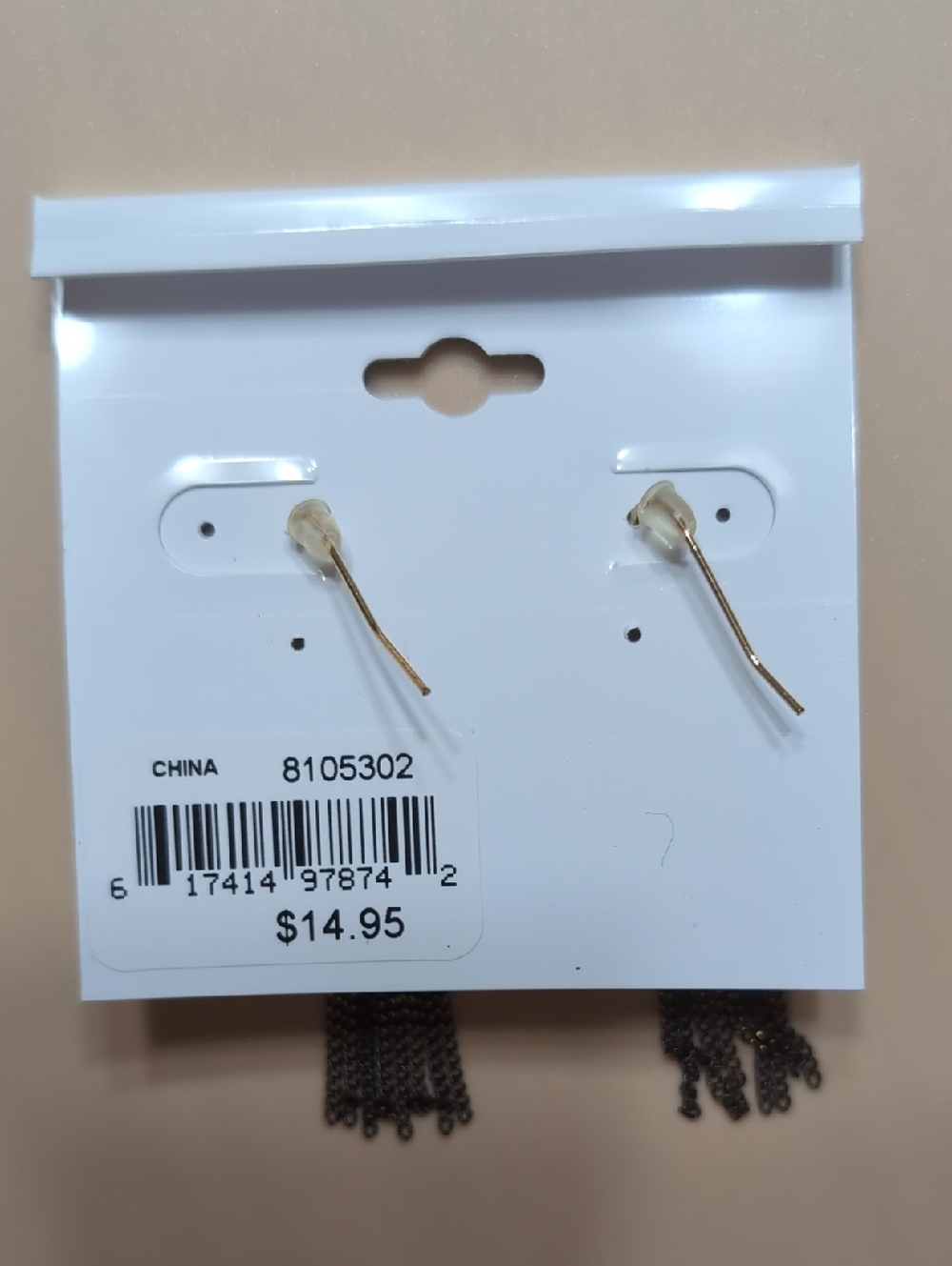 Periwinkle by Barlow Black & Gold Chain Tassel Earrings NWT - Picture 4 of 5